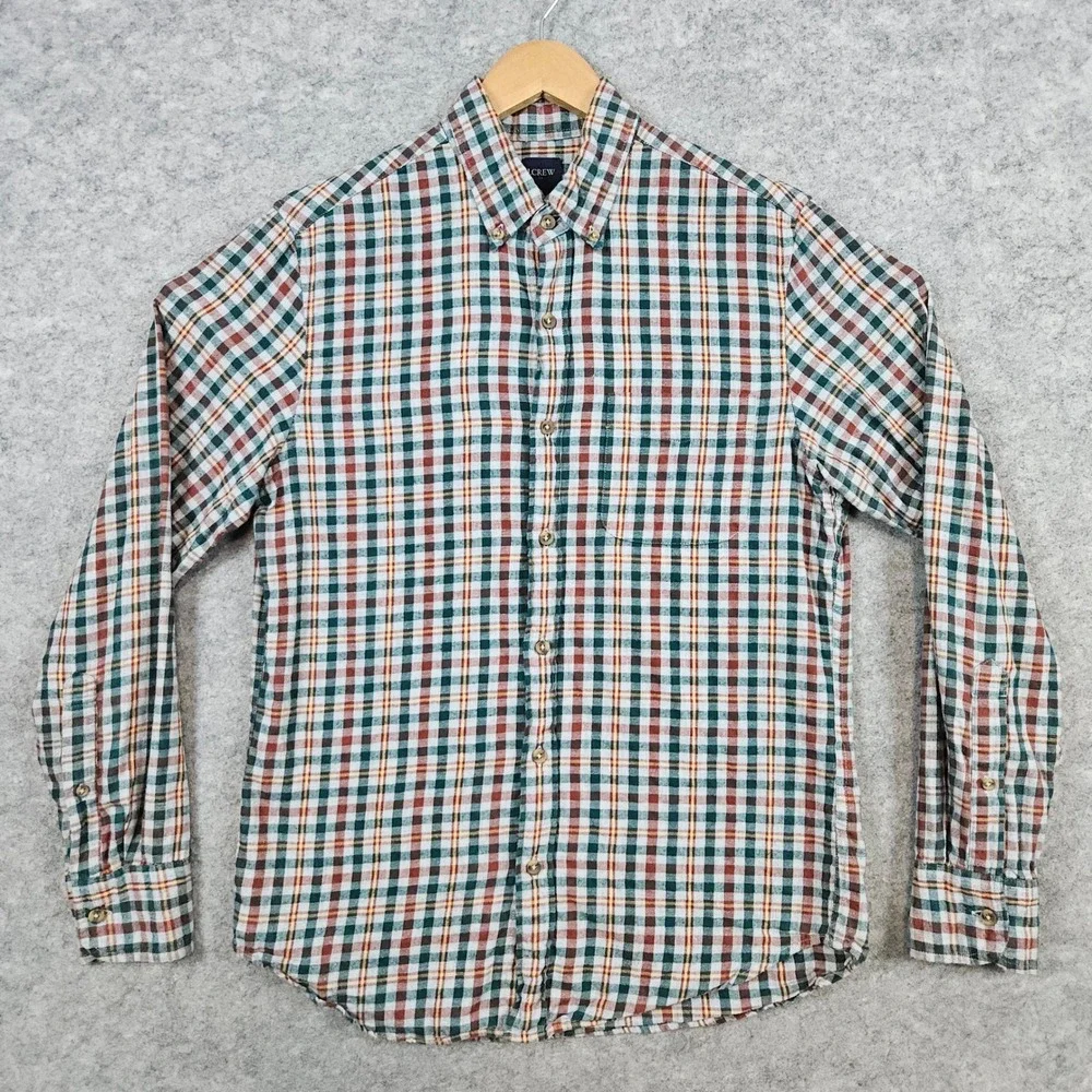 J Crew Men's Multicolor Checks Button Down‎ Shirt Size S 100% Cotton Re-Imagined